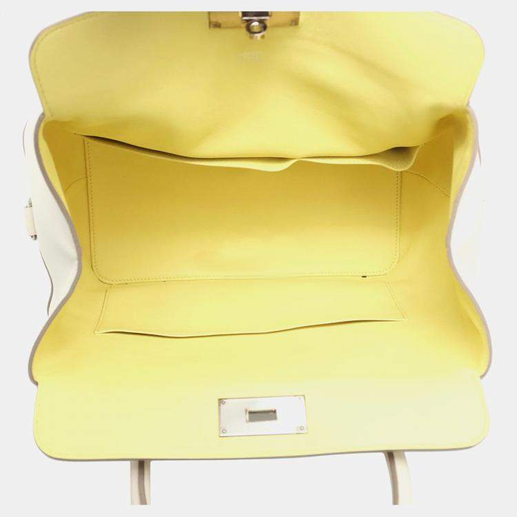 Pre Owned Hermes Craie Soufre, yellow, beige Swift Leather Toolbox 26 Bag