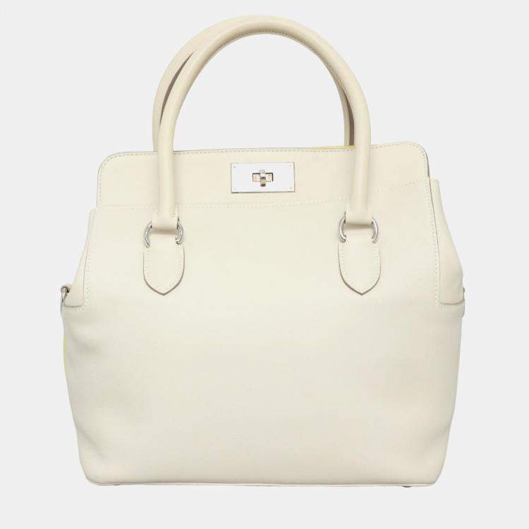 Pre Owned Hermes Craie Soufre, yellow, beige Swift Leather Toolbox 26 Bag