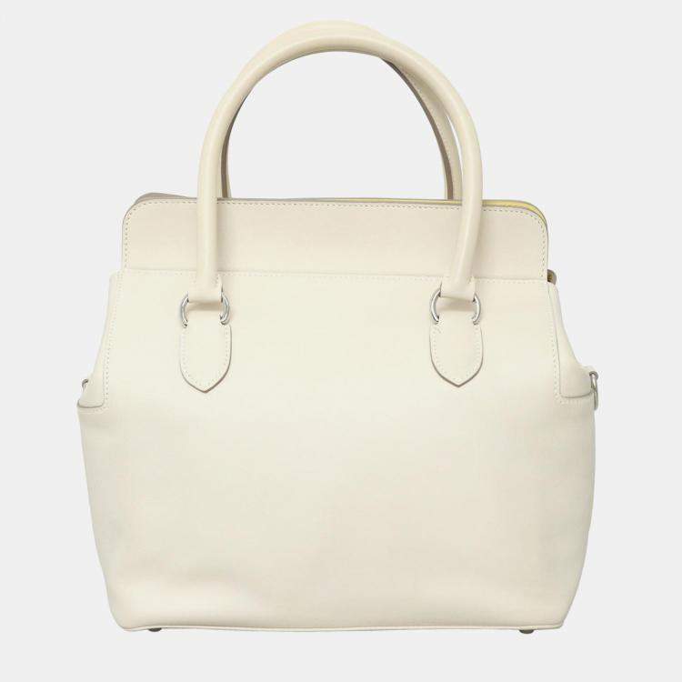 Pre Owned Hermes Craie Soufre, yellow, beige Swift Leather Toolbox 26 Bag