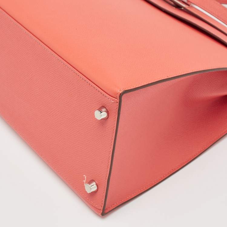 Pre Owned Hermes Rose Jaipur Epsom Leather Palladium Finish Kelly Sellier 35 Bag
