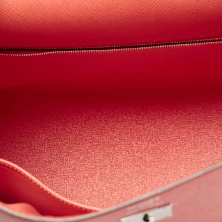 Pre Owned Hermes Rose Jaipur Epsom Leather Palladium Finish Kelly Sellier 35 Bag