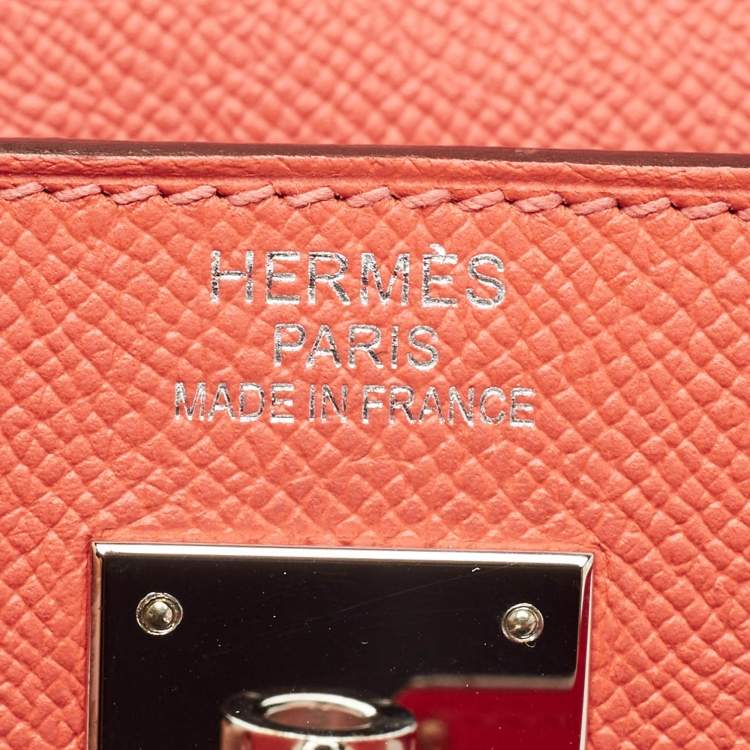 Pre Owned Hermes Rose Jaipur Epsom Leather Palladium Finish Kelly Sellier 35 Bag