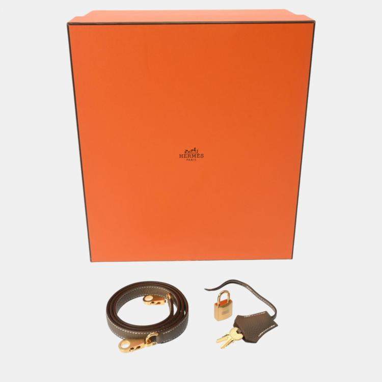 Pre Owned Hermes Etoupe Togo Leather Gold Finish Kelly 25
