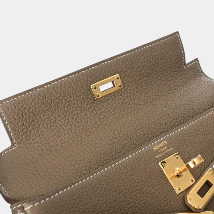 Pre Owned Hermes Etoupe Togo Leather Gold Finish Kelly 25