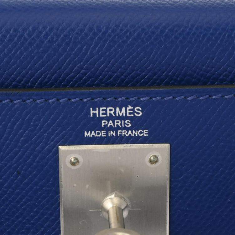 Pre Owned Hermes Blue Electric Togo Leather Kelly 28 Bag
