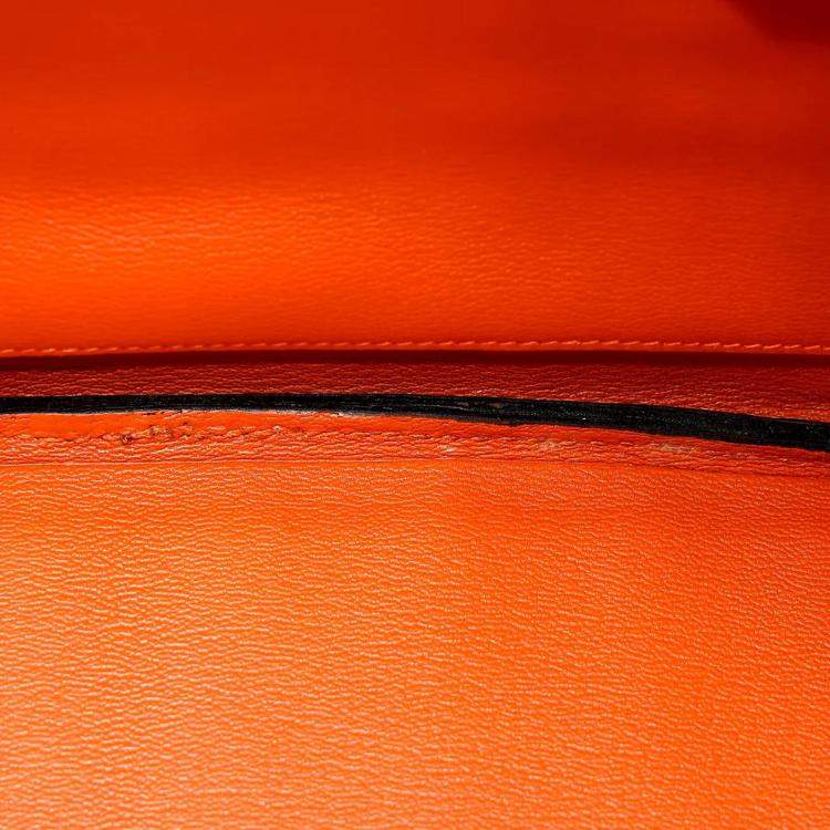 Pre Owned Hermes Orange and Black Niloticus Crocodile Leather Birkin 30