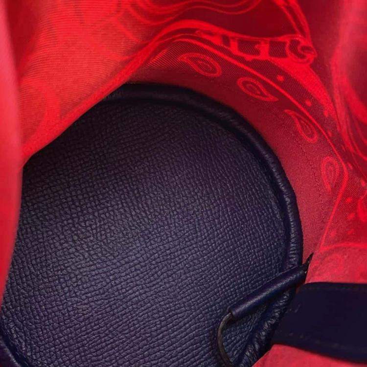 Pre Owned Hermes Blue Leather and Silk Sac Soi Cool Bag