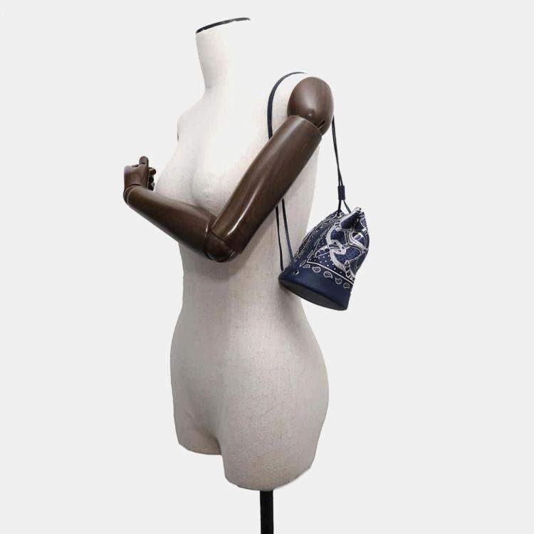Pre Owned Hermes Blue Leather and Silk Sac Soi Cool Bag