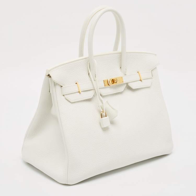 مملوكة مسبقًا Hermès Blanc Togo Leather Gold Finish Birkin 35 Bag