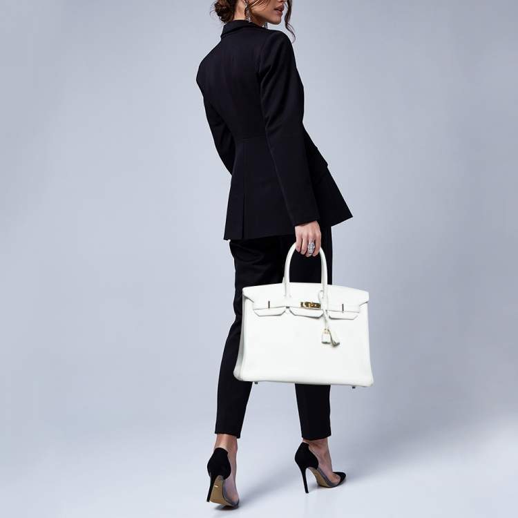 مملوكة مسبقًا Hermès Blanc Togo Leather Gold Finish Birkin 35 Bag