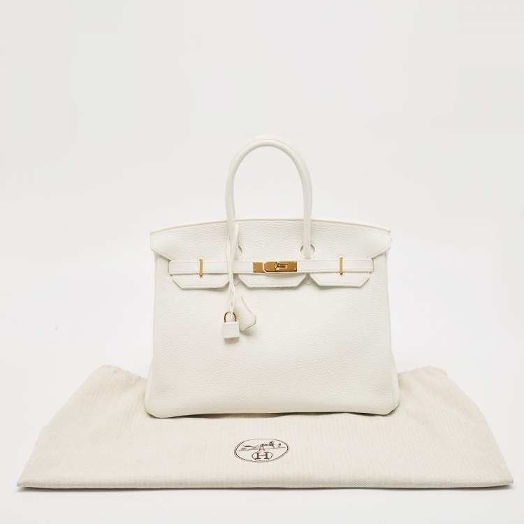 مملوكة مسبقًا Hermès Blanc Togo Leather Gold Finish Birkin 35 Bag