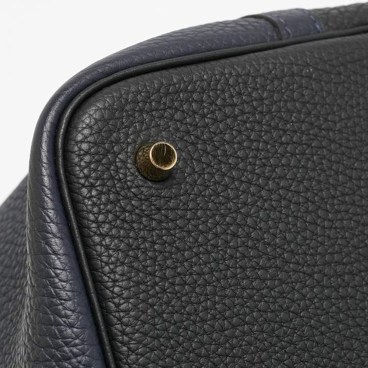 Pre Owned Hermès Bleu Nuit/Noir/Bleu Zanzibar Taurillon Clemence Leather Picotin Lock 22 Bag