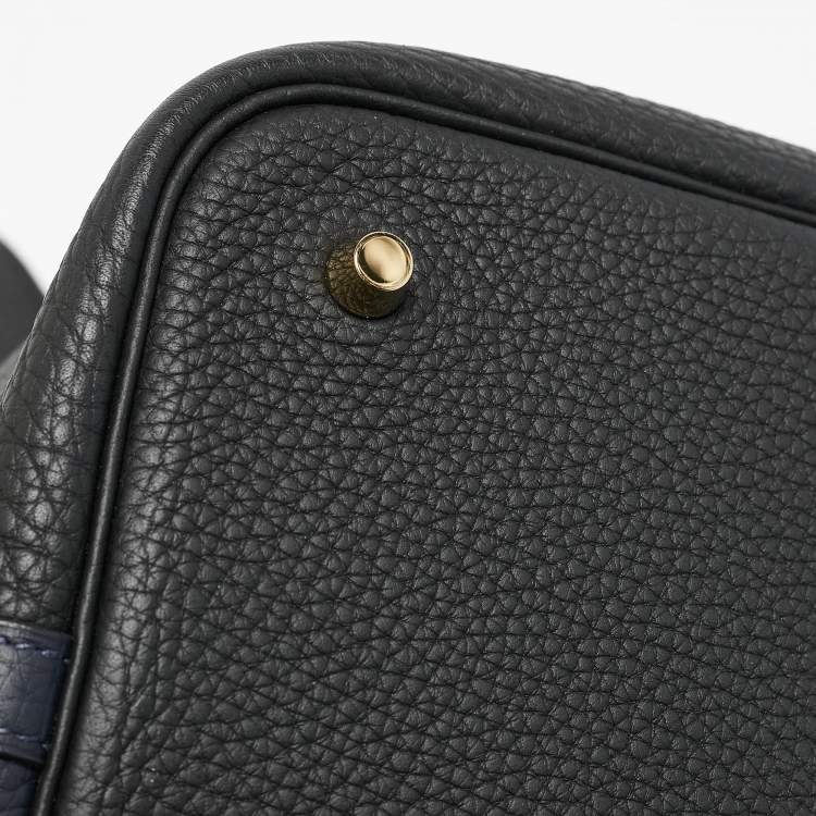 Pre Owned Hermès Bleu Nuit/Noir/Bleu Zanzibar Taurillon Clemence Leather Picotin Lock 22 Bag