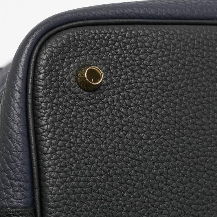 Pre Owned Hermès Bleu Nuit/Noir/Bleu Zanzibar Taurillon Clemence Leather Picotin Lock 22 Bag