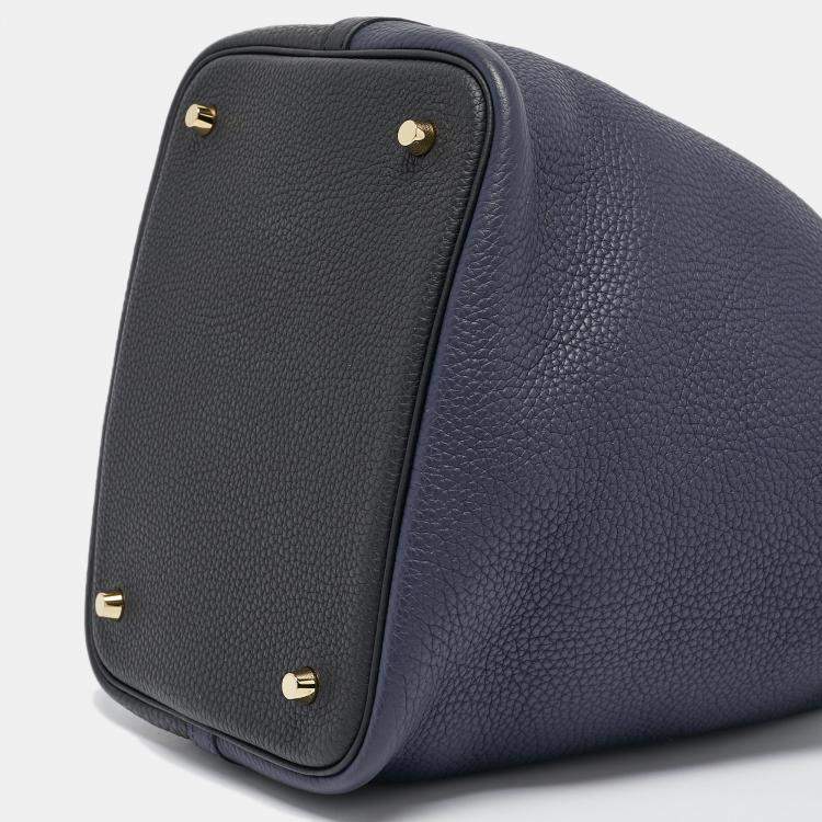 Pre Owned Hermès Bleu Nuit/Noir/Bleu Zanzibar Taurillon Clemence Leather Picotin Lock 22 Bag