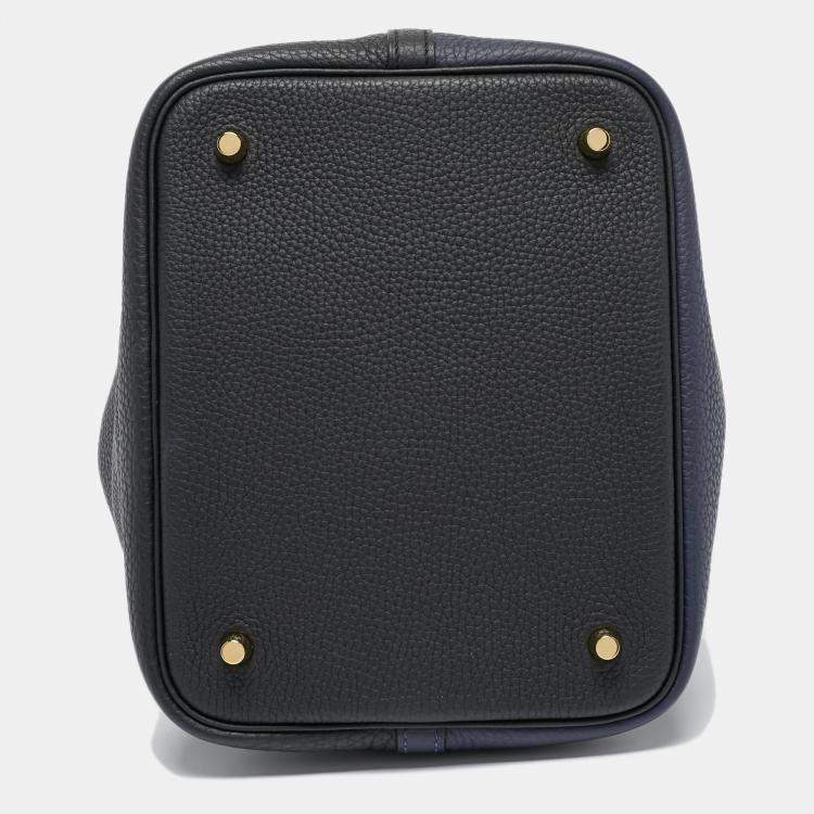 Pre Owned Hermès Bleu Nuit/Noir/Bleu Zanzibar Taurillon Clemence Leather Picotin Lock 22 Bag