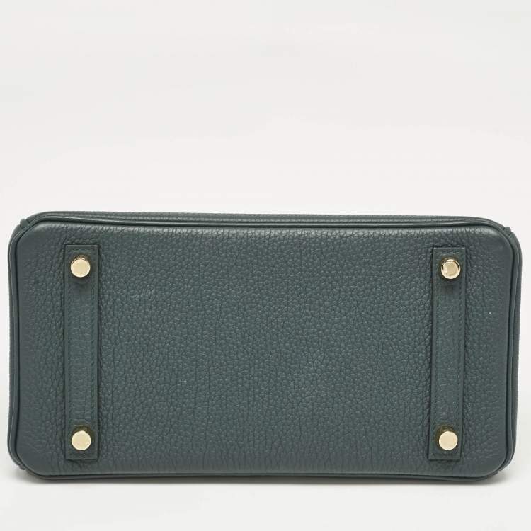 Pre Owned Hermes Vert Cypress Togo Leather Gold Finish Birkin 25 Bag