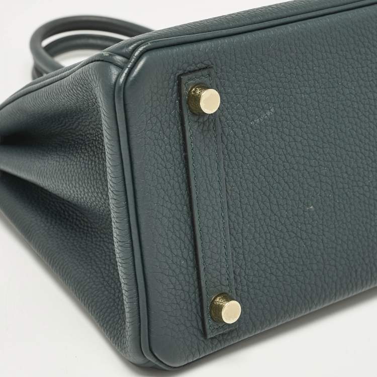 Pre Owned Hermes Vert Cypress Togo Leather Gold Finish Birkin 25 Bag