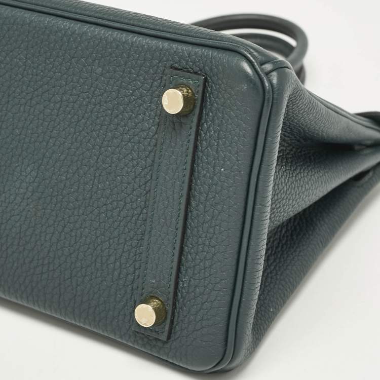 Pre Owned Hermes Vert Cypress Togo Leather Gold Finish Birkin 25 Bag