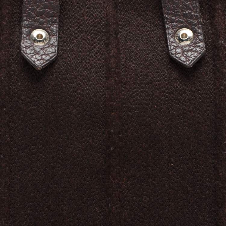 Pre Owned Hermes Dark Brown Leather and Wool Ahmedabad PM Bag