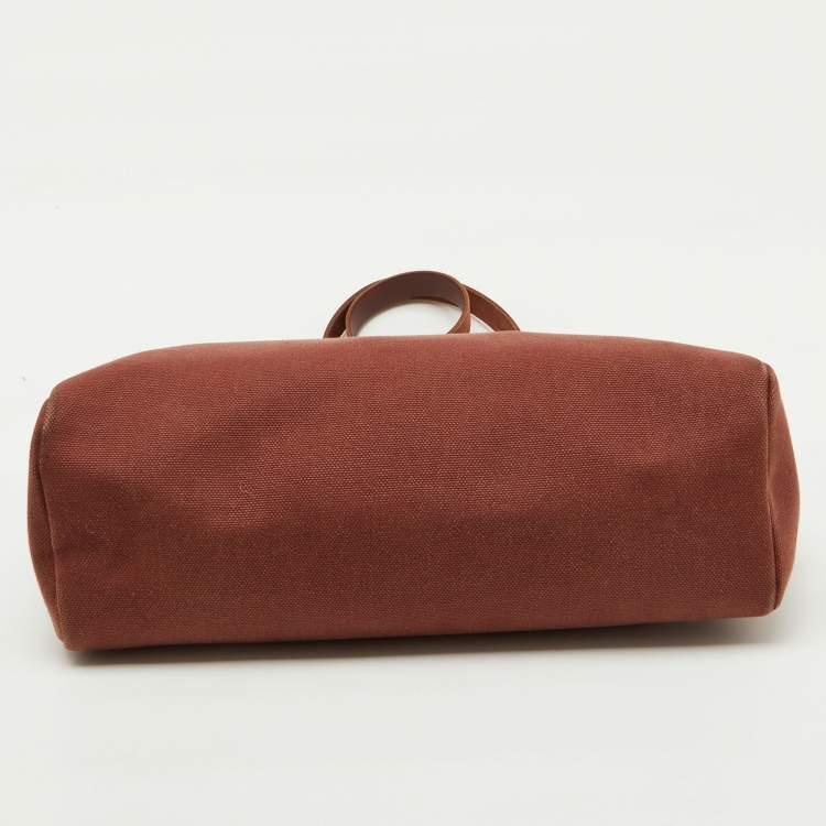 Pre Owned Hermes Rouge H Toile and Leather Herbag Zip 39 Bag