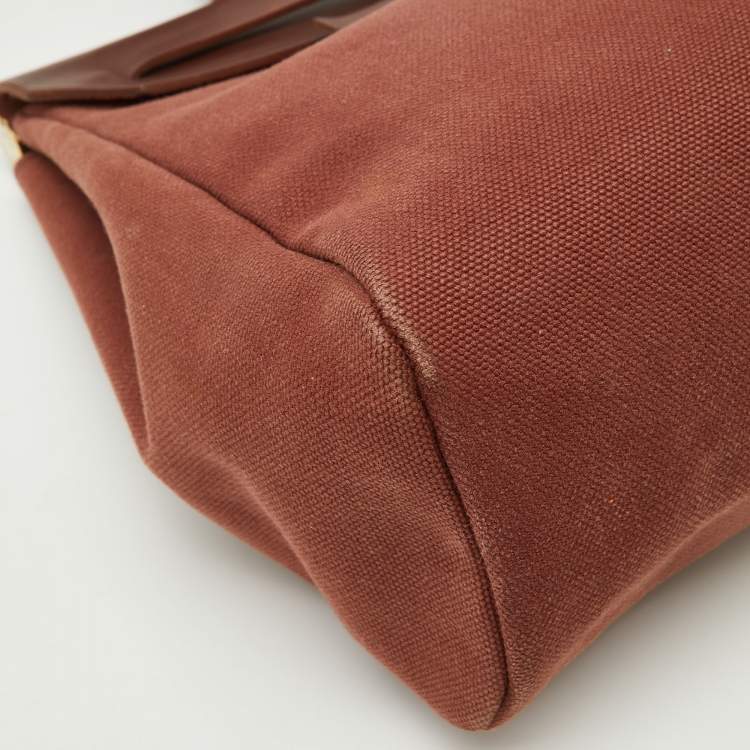 Pre Owned Hermes Rouge H Toile and Leather Herbag Zip 39 Bag