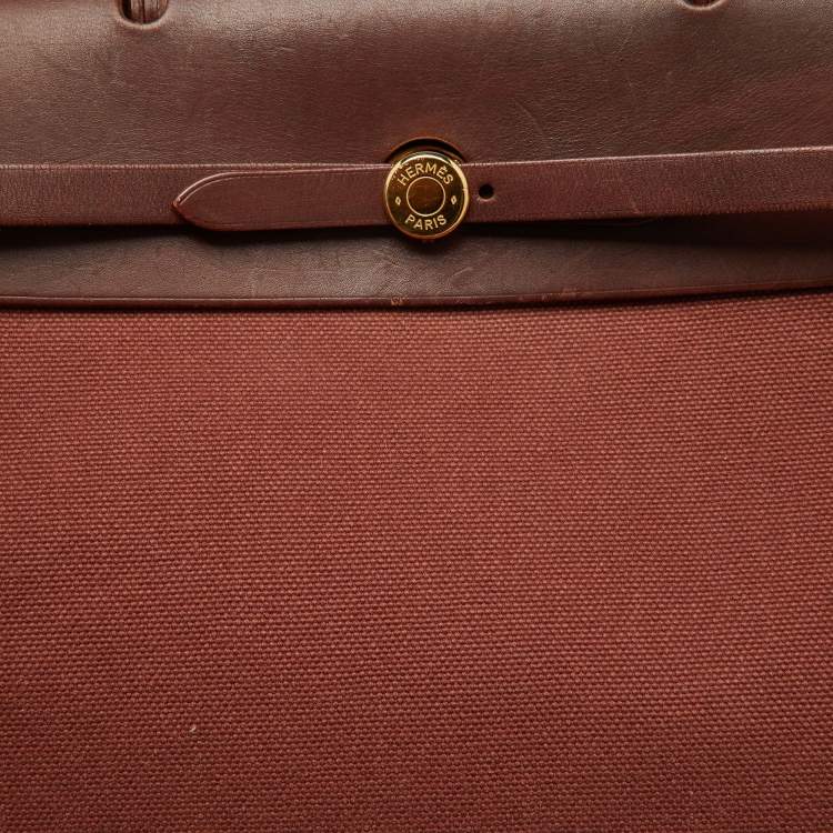 Pre Owned Hermes Rouge H Toile and Leather Herbag Zip 39 Bag