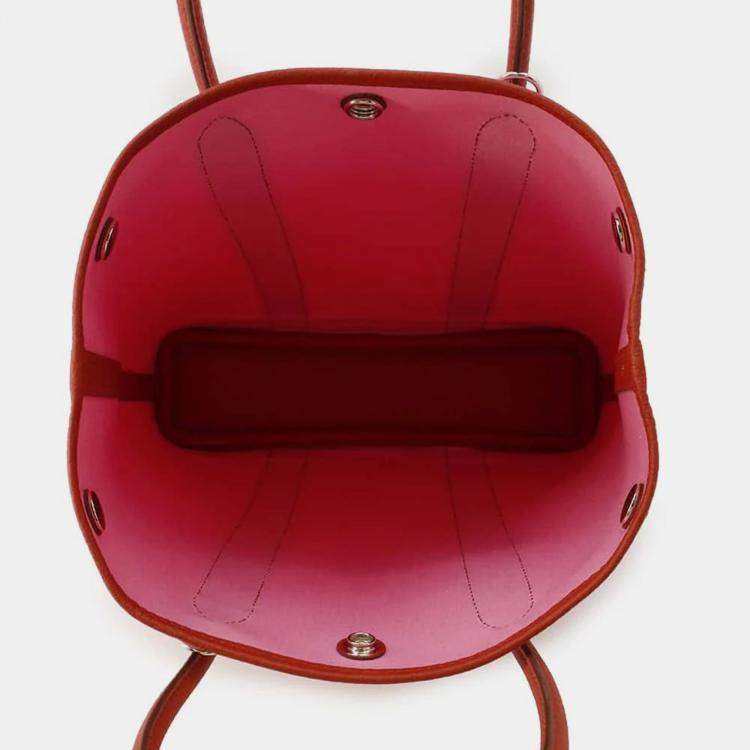 Pre Owned Hermes Pink/Rouge Duchesse Toilet Officer Vache Leather Garden Party 36 Bag