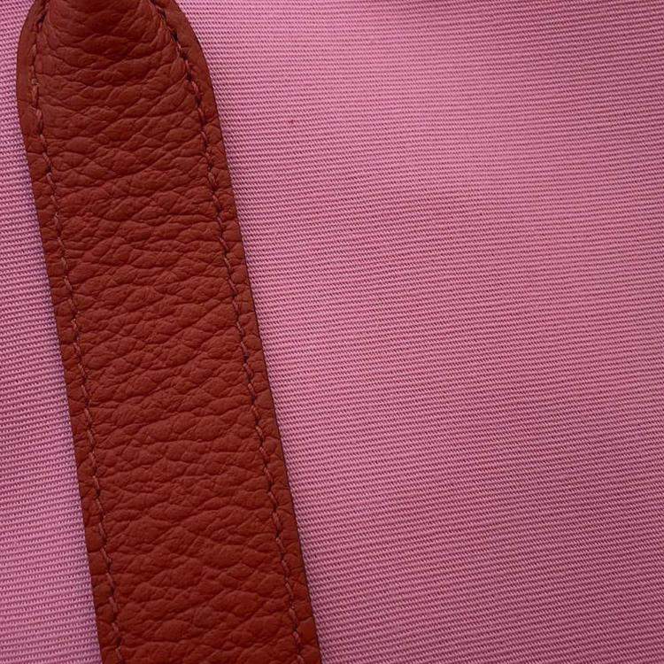 Pre Owned Hermes Pink/Rouge Duchesse Toilet Officer Vache Leather Garden Party 36 Bag
