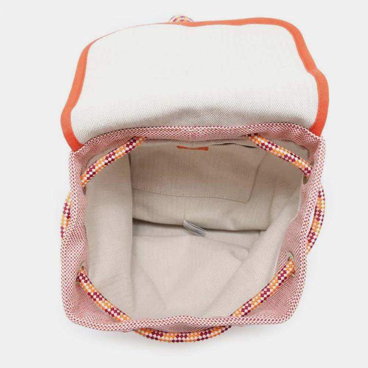 Pre Owned Hermes Orange / Framboise Cotton Les Cabanes Backpack