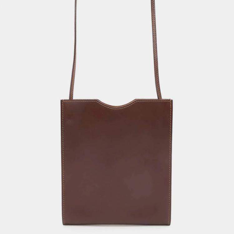 Pre Owned Hermes Brown Box Calf Leather Onimetu Bag