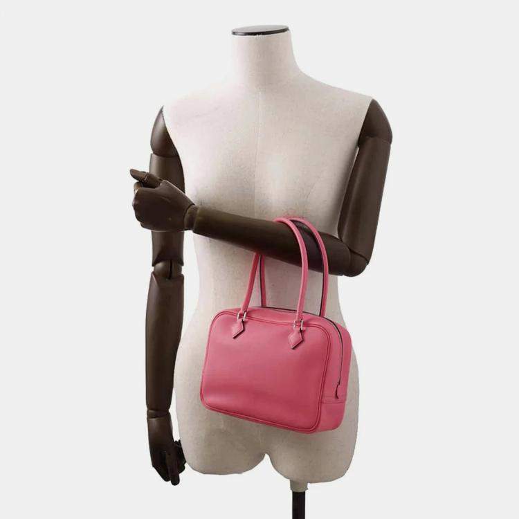 Pre Owned Hermes Rose Azalee Swift Leather Size Plume Bag