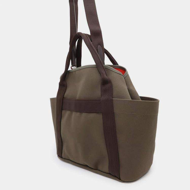 Pre Owned Hermes Groom Khaki/Fu Canvas Leather  Sac De Pansage Bag