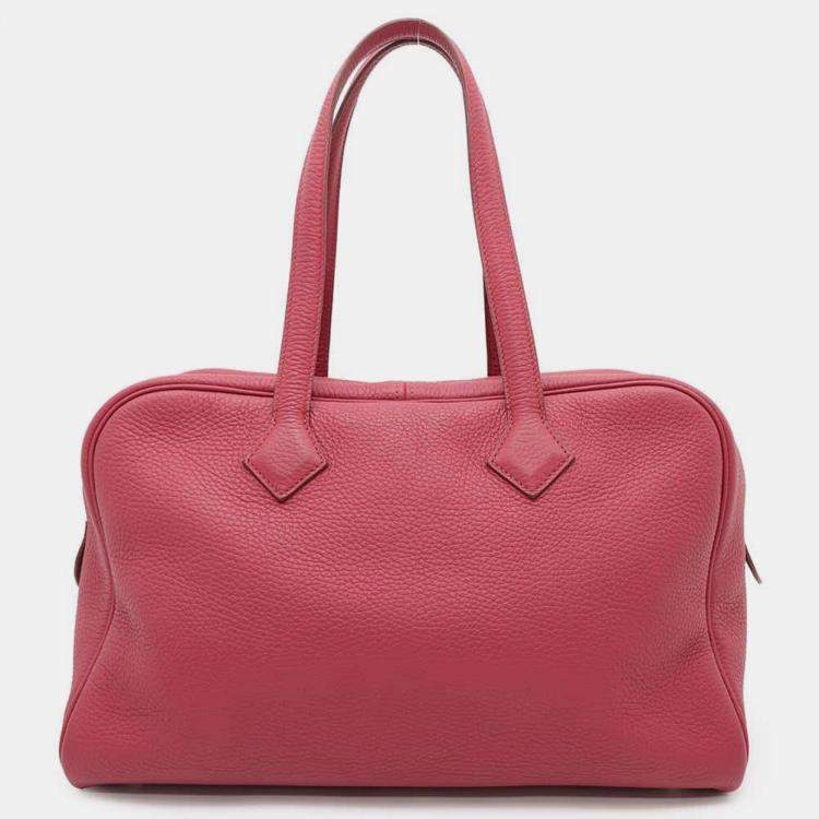 Pre Owned Hermes Ruby Taurillon Clemence Victoria 35 Bag