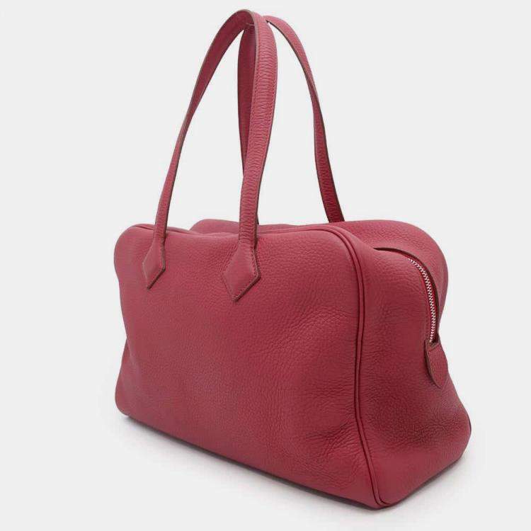 Pre Owned Hermes Ruby Taurillon Clemence Victoria 35 Bag