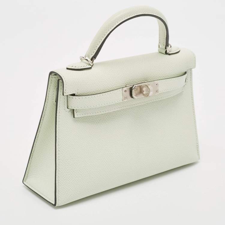 Pre Owned Hermès Vert Fizz Epsom Leather Palladium Finish Mini Kelly II Sellier 20 Bag