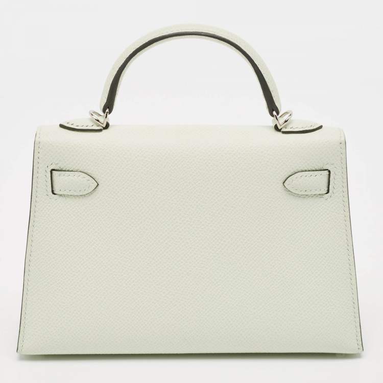 Pre Owned Hermès Vert Fizz Epsom Leather Palladium Finish Mini Kelly II Sellier 20 Bag