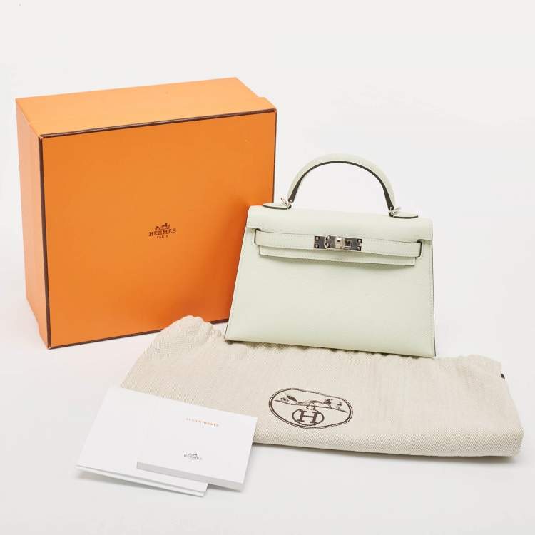Pre Owned Hermès Vert Fizz Epsom Leather Palladium Finish Mini Kelly II Sellier 20 Bag