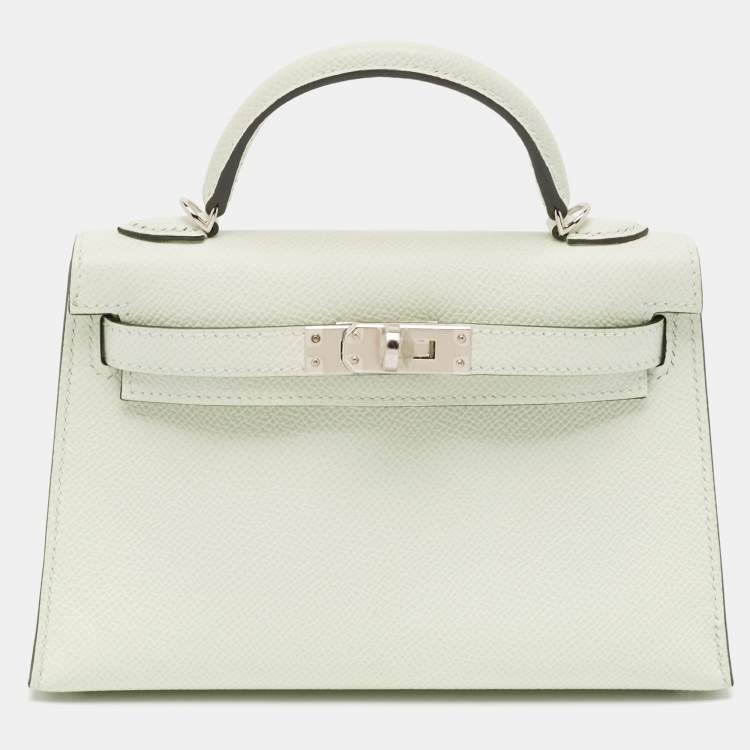 Pre Owned Hermès Vert Fizz Epsom Leather Palladium Finish Mini Kelly II Sellier 20 Bag