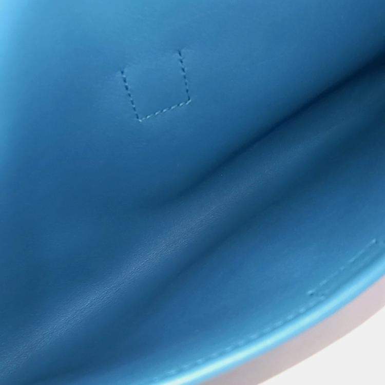 Pre Owned Hermes Blue Leather Jige clutch bag