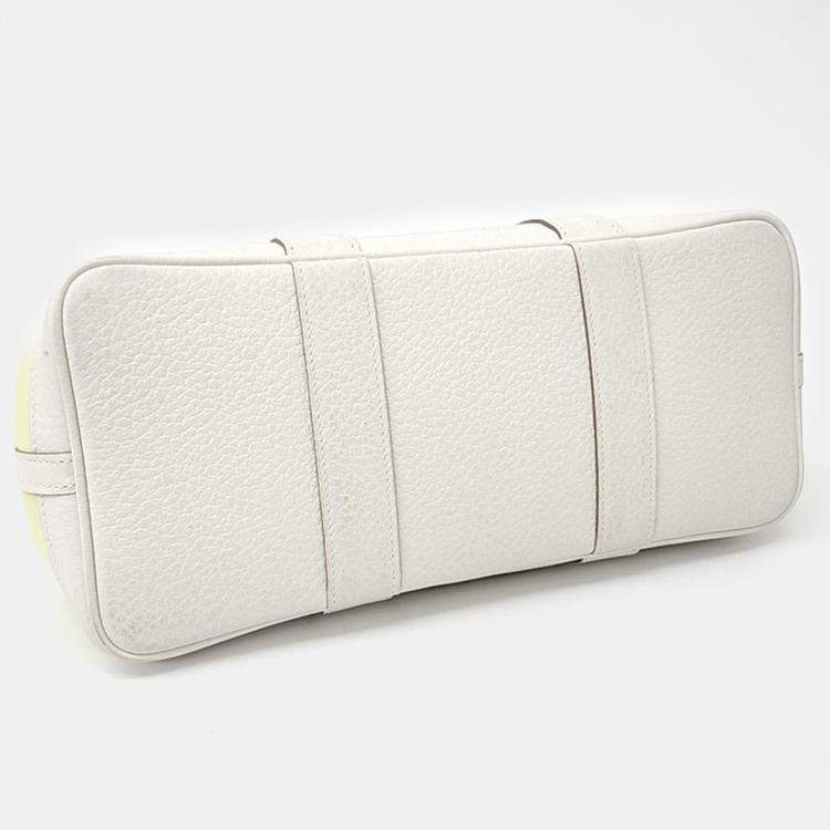 Pre Owned Hermes White Yellow Canvas And Leather Garden Party 30 Bag