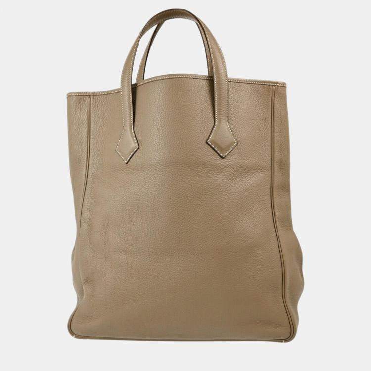 Pre Owned Hermes Etoupe Grey Taurillon Clemence Leather Victoria Tote Bag