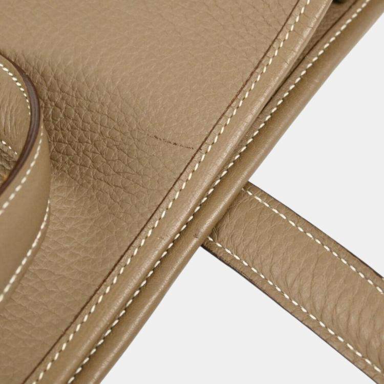 Pre Owned Hermes Etoupe Grey Taurillon Clemence Leather Victoria Tote Bag