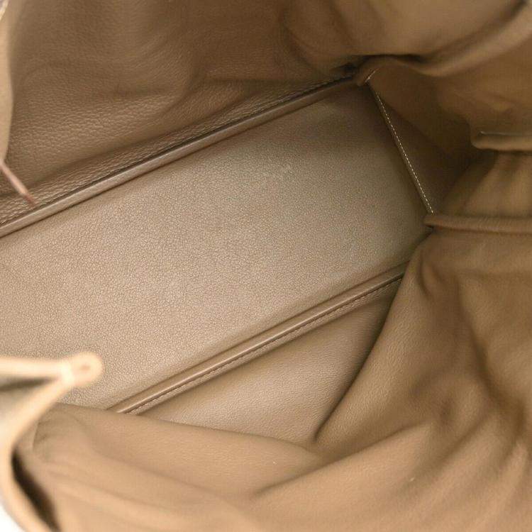 Pre Owned Hermes Etoupe Grey Taurillon Clemence Leather Victoria Tote Bag