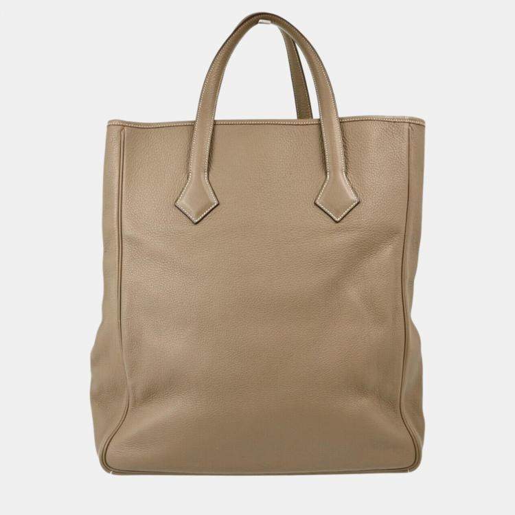 Pre Owned Hermes Etoupe Grey Taurillon Clemence Leather Victoria Tote Bag
