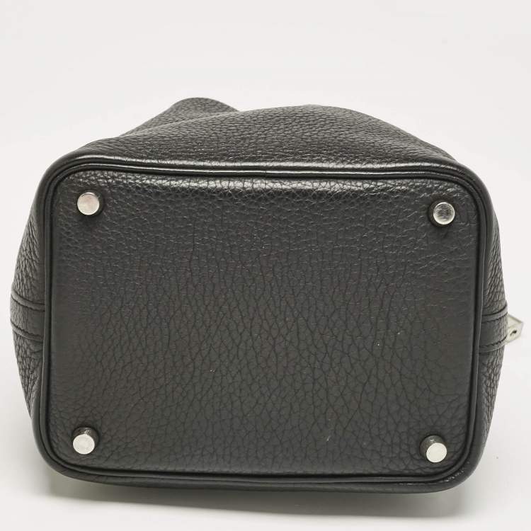 Pre Owned Hermes Noir Taurillon Clemence Leather Picotin Lock 18 Bag