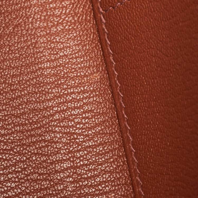 Pre Owned Hermès Brique/Celeste/Cardamome Clemence/Tadelakt/Chevre Leather Palladium Finish Kellygraphie "Lettre E" Kelly Sellier 28 Bag