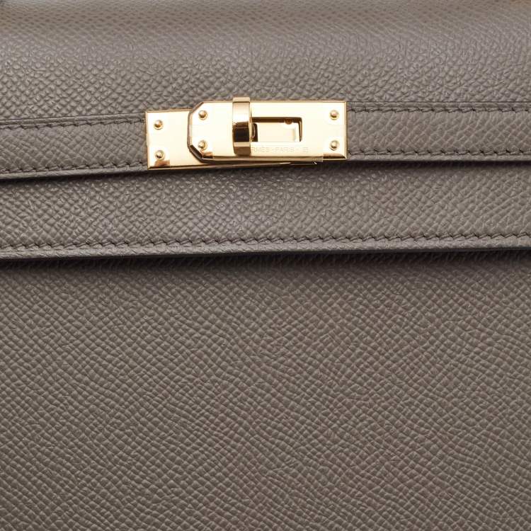 Pre Owned Hermes Etain Epsom Leather Gold Finish Kelly Sellier 25 Bag