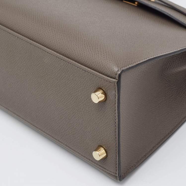 Pre Owned Hermes Etain Epsom Leather Gold Finish Kelly Sellier 25 Bag
