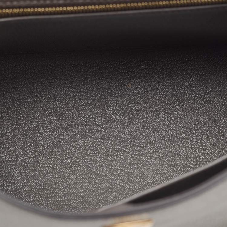 Pre Owned Hermes Etain Epsom Leather Gold Finish Kelly Sellier 25 Bag